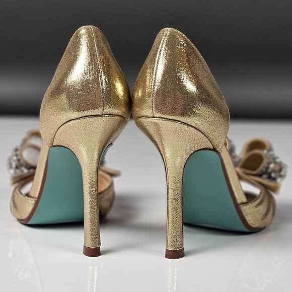 Betsey Johnson SB-LNDN GOLD Formal Heel Silver Rhinestones Princess Core - Picture 8 of 15